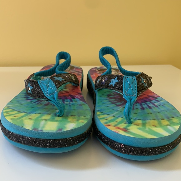 Little Kids Skechers Tie Dye Twinkle Toes Flip Flips with Ankle Straps - Picture 5 of 12